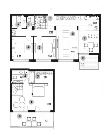 Двухуровневая 121.86 м² в ЖК PARKTOWN от 24 000 грн/м², пгт Гостомель