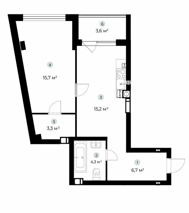 1-комнатная 47 м² в ЖК PARKTOWN от 22 000 грн/м², пгт Гостомель