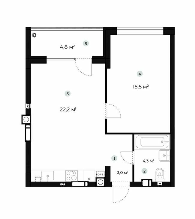 1-комнатная 47.4 м² в ЖК PARKTOWN от 22 000 грн/м², пгт Гостомель