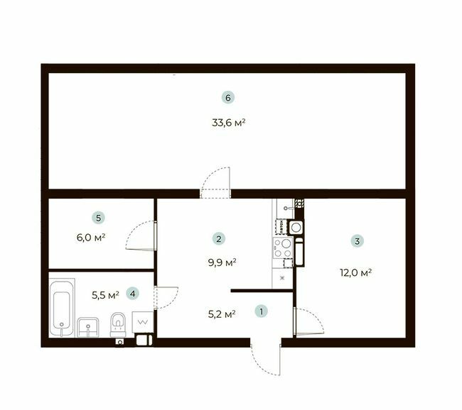 1-комнатная 48.6 м² в ЖК PARKTOWN от 22 000 грн/м², пгт Гостомель