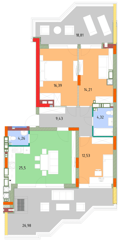 3-кімнатна 98.06 м² в ЖК На Прорізній від 24 500 грн/м², смт Гостомель