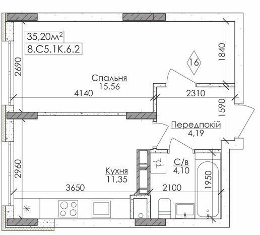 1-комнатная 35.2 м² в ЖМ Новая Буча от 15 500 грн/м², г. Буча