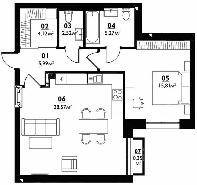 1-комнатная 62.63 м² в ЖК City Lake от 22 500 грн/м², с. Шевченково