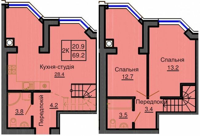 Двухуровневая 69.2 м² в ЖК София Резиденс от 30 000 грн/м², с. Софиевская Борщаговка