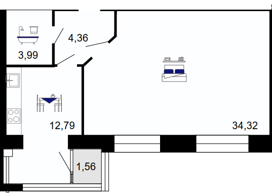 1-комнатная 57.02 м² в ЖК Семейный комфорт от 18 000 грн/м², Винница