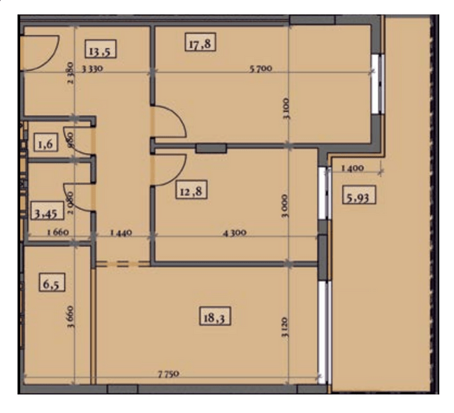 3-кімнатна 76.32 м² в ЖК Crystal від 23 150 грн/м², Ужгород