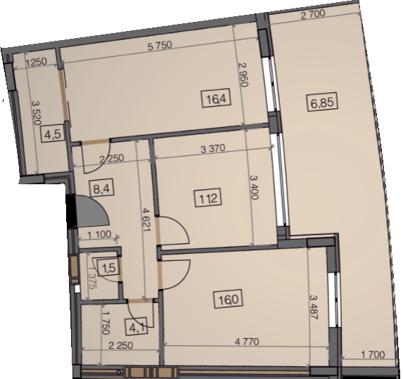 2-комнатная 68.82 м² в ЖК Crystal от 23 150 грн/м², Ужгород