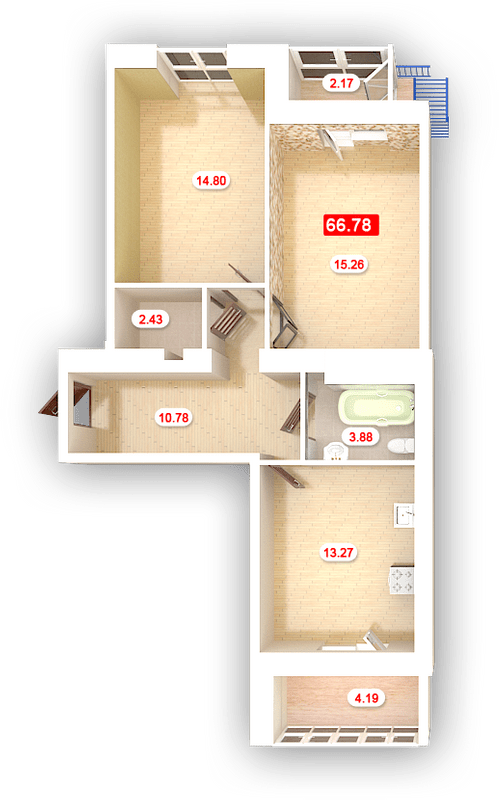 2-комнатная 66.78 м² в ЖК Гранд Парк от застройщика, Николаев