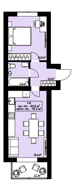 1-кімнатна 43.8 м² в ЖК Lake House від 20 950 грн/м², смт Гостомель