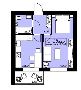 1-кімнатна 38.4 м² в ЖК Lake House від 20 950 грн/м², смт Гостомель