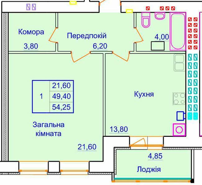 1-комнатная 54.25 м² в ЖК Европейский от 31 500 грн/м², Полтава