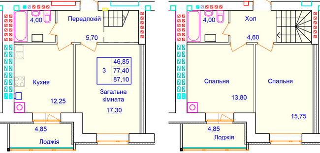 Двухуровневая 87.1 м² в ЖК Европейский от 25 000 грн/м², Полтава