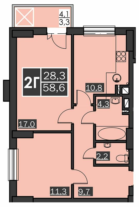 2-кімнатна 58.6 м² в ЖК Bridge Tower від 17 050 грн/м², Рівне