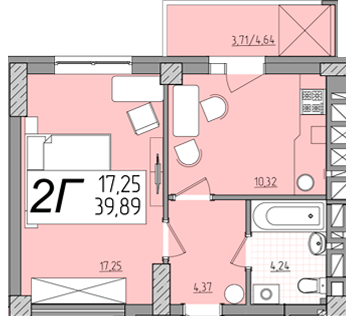 1-кімнатна 39.89 м² в ЖК Олімп від 17 200 грн/м², Рівне