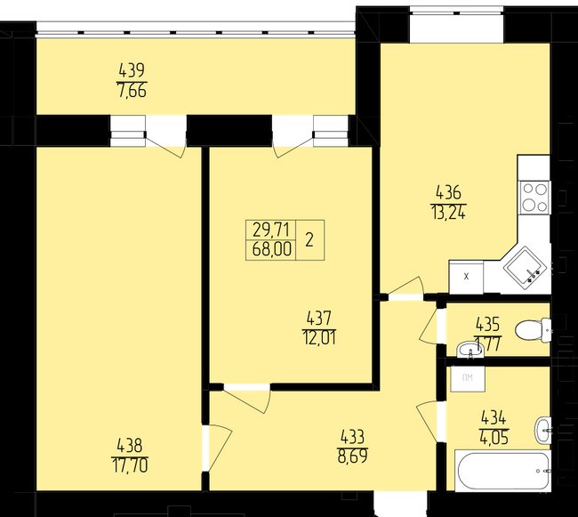 2-кімнатна 68 м² в ЖК Північна фортеця від 21 550 грн/м², Рівне