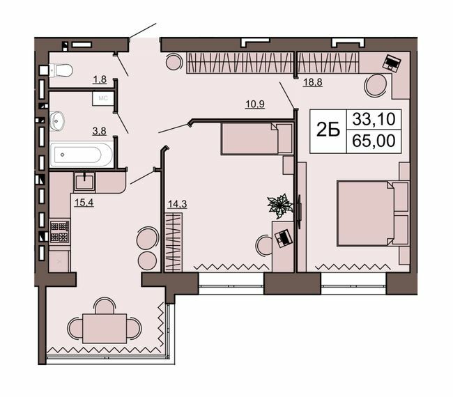 2-комнатная 65 м² в ЖК Шоколад от 14 700 грн/м², Ровно