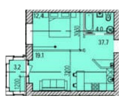 1-комнатная 44.2 м² в ЖК Promenade от 26 450 грн/м², Днепр