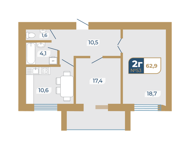 2-комнатная 62.9 м² в ЖК Добробуд от 15 500 грн/м², г. Дубно