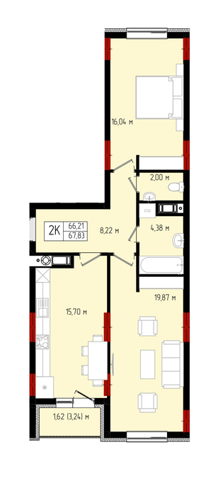 2-комнатная 67.83 м² в ЖК Квартал №5 от 17 500 грн/м², Ивано-Франковск