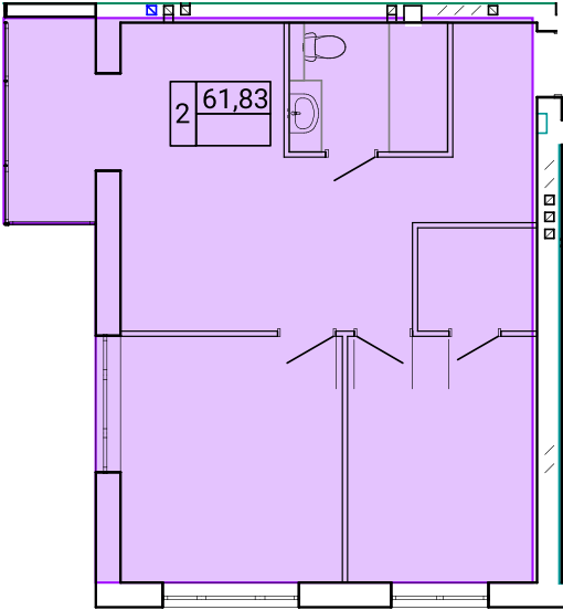 2-комнатная 61.83 м² в ЖК Gentleman Park от 23 700 грн/м², Тернополь