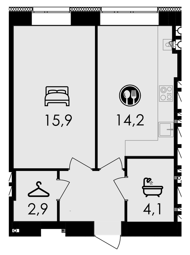 1-кімнатна 41.6 м² в ЖК Forest Home від 23 400 грн/м², Вінниця