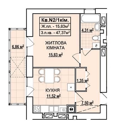 1-кімнатна 47.37 м² в ЖК на вул. Базарна від 13 950 грн/м², м. Стрий