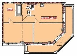 2-кімнатна 67.45 м² в ЖК Club City від 25 850 грн/м², Херсон