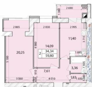 2-комнатная 59.8 м² в ЖК Масаны Лесной от 15 200 грн/м², Чернигов