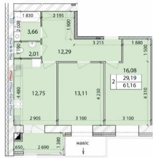 2-комнатная 61.16 м² в ЖК Масаны Лесной от 15 200 грн/м², Чернигов