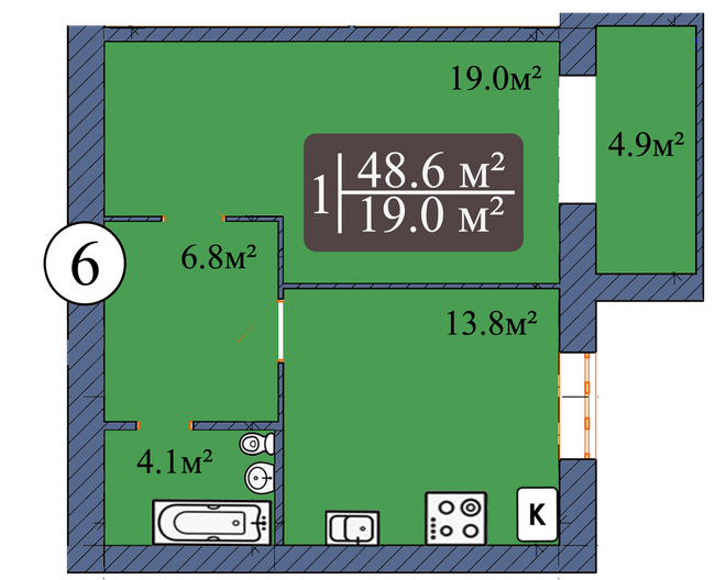 1-кімнатна 48.9 м² в ЖК Мрія від 15 000 грн/м², Чернігів