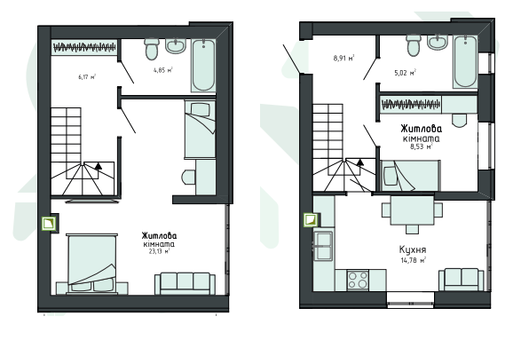 Двухуровневая 51.13 м² в Клубная резиденция O`Club от 28 449 грн/м², с. Крюковщина