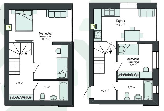 Двухуровневая 71.4 м² в Клубная резиденция O`Club от 29 684 грн/м², с. Крюковщина