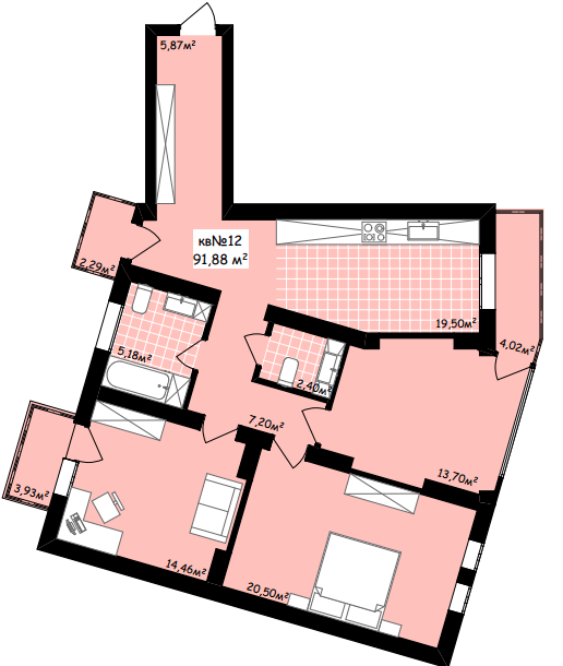 3-кімнатна 91.88 м² в ЖК Неосіті від 22 650 грн/м², Чернівці