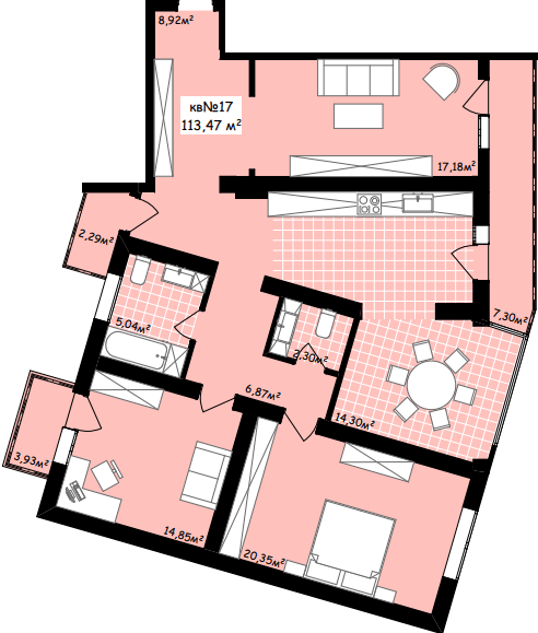 3-комнатная 113.47 м² в ЖК Неосити от 22 650 грн/м², Черновцы