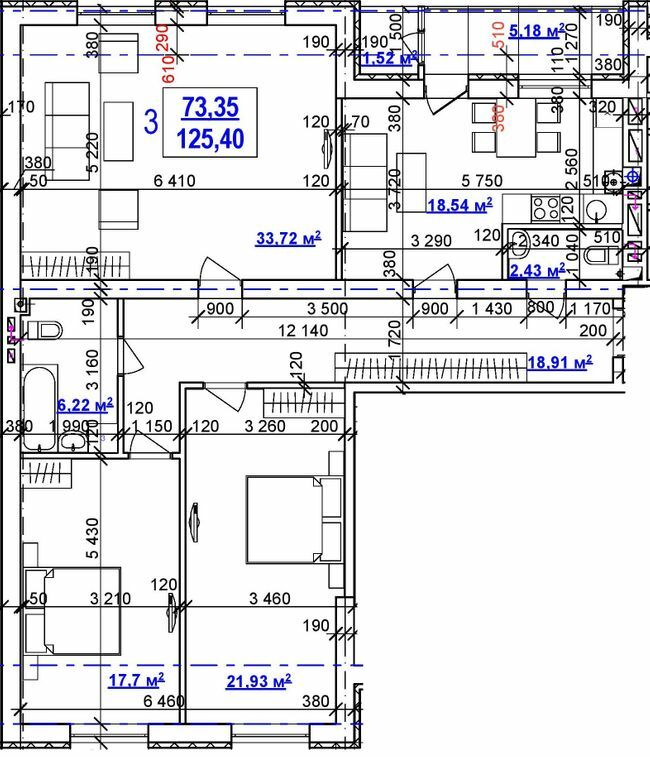 3-кімнатна 125.4 м² в ЖК Будинок на Сумській від 42 700 грн/м², Харків