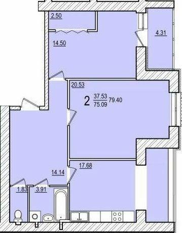 2-кімнатна 79.4 м² в ЖК Dominant від 13 000 грн/м², смт Пісочин