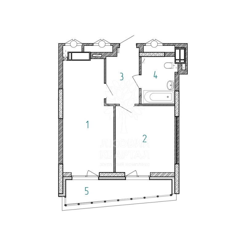 1-комнатная 51.3 м² в ЖК Лесной квартал от 26 700 грн/м², г. Бровары