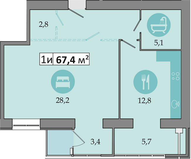 2-комнатная 67.4 м² в ЖК Днепровская Брама 2 от 15 900 грн/м², пгт Слобожанское