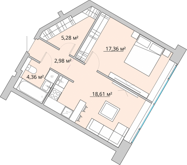 1-кімнатна 49.72 м² в ЖК Bartolomeo Resort Town від 37 650 грн/м², Дніпро
