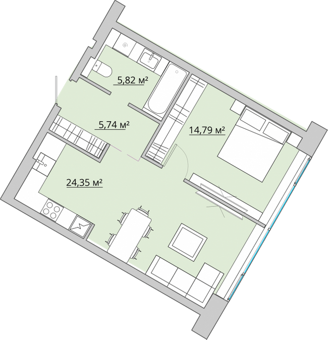 1-кімнатна 51.7 м² в ЖК Bartolomeo Resort Town від 37 650 грн/м², Дніпро