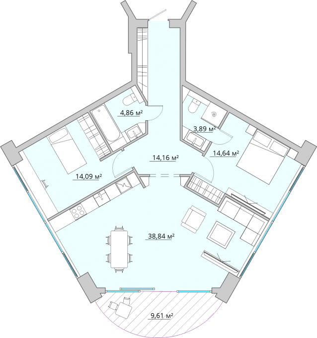 2-комнатная 95.64 м² в ЖК Bartolomeo Resort Town от 38 400 грн/м², Днепр