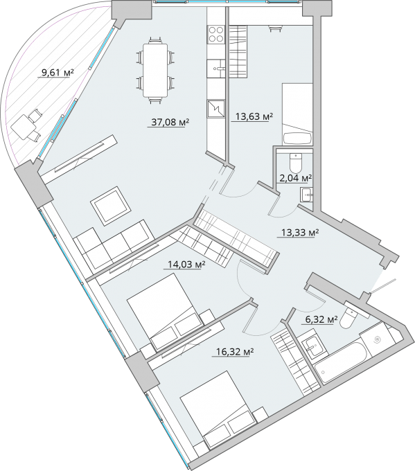 3-комнатная 108.46 м² в ЖК Bartolomeo Resort Town от 38 400 грн/м², Днепр