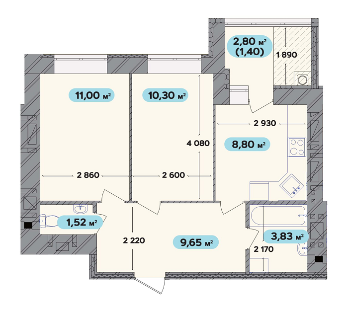 2-кімнатна 46.5 м² в ЖК Spring Town New Riviera від 15 800 грн/м², Хмельницький