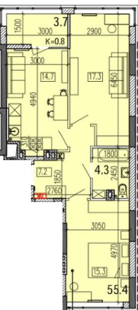 2-кімнатна 63.4 м² в ЖК Затишний-2 від 28 750 грн/м², Дніпро