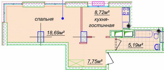1-кімнатна 41.02 м² в ЖК Миронова від 42 250 грн/м², Дніпро