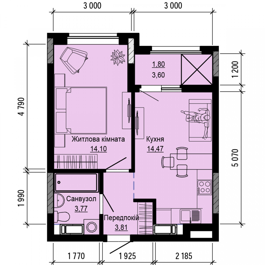 1-кімнатна 37.95 м² в ЖК Hello House від 33 000 грн/м², Київ