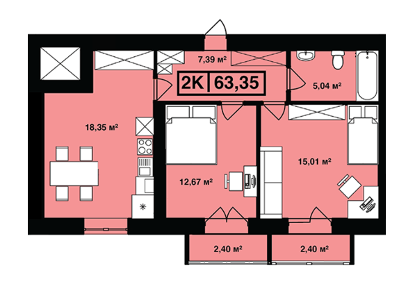 2-комнатная 63.35 м² в ЖК Сонячна Долина от 15 400 грн/м², г. Долина