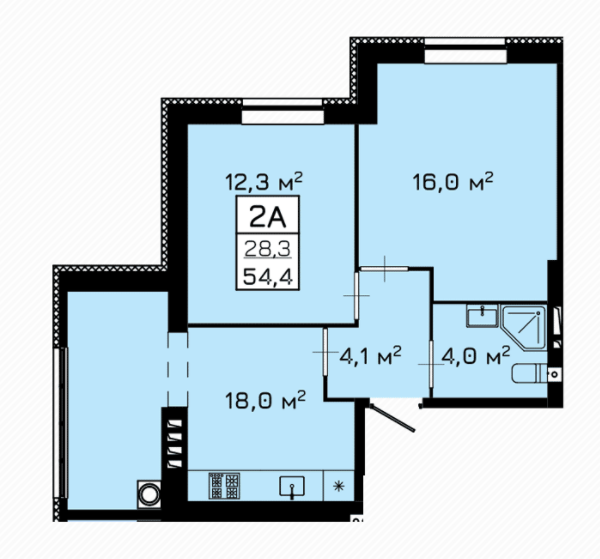 2-комнатная 54.4 м² в ЖК Laguna от застройщика, Черкассы