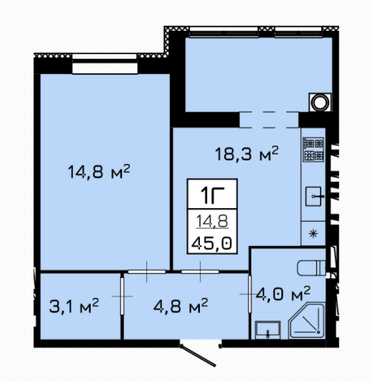 1-комнатная 45 м² в ЖК Laguna от 19 000 грн/м², Черкассы