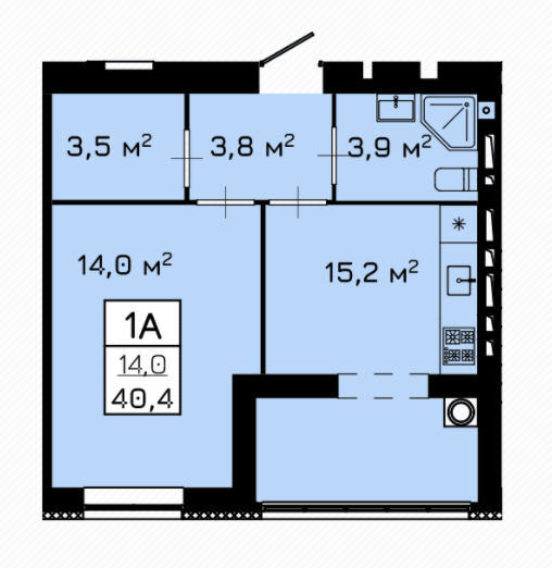 1-кімнатна 40.4 м² в ЖК Laguna від 19 000 грн/м², Черкаси